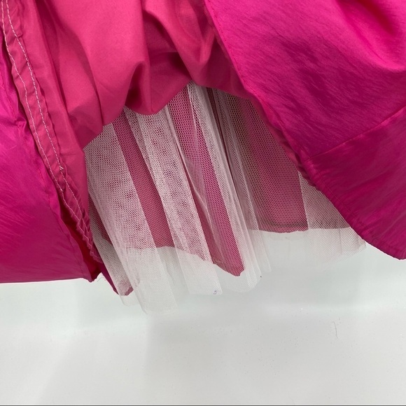 Flirt by Maggie Sottero Jeweled Y-Back Fuchsia Pink Ruched Gown Size 0 - Picture 8 of 9